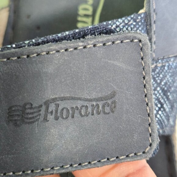 Florance Made In Italy Blue Leather Glitter Detail Strappy Sandals Size 6 - Picture 7 of 10